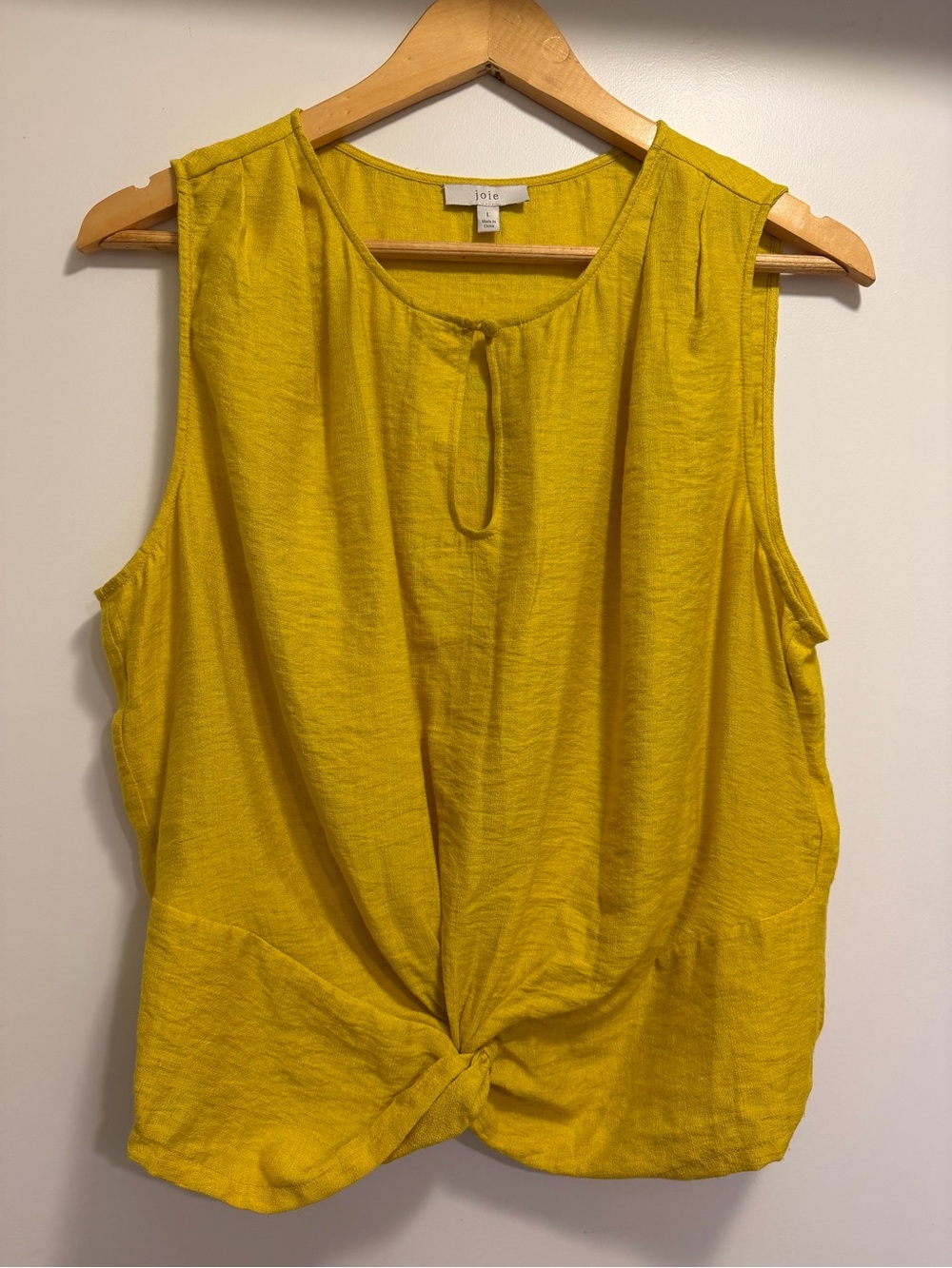 Joie Mustard Yellow Knot-Front Sleeveless Tank